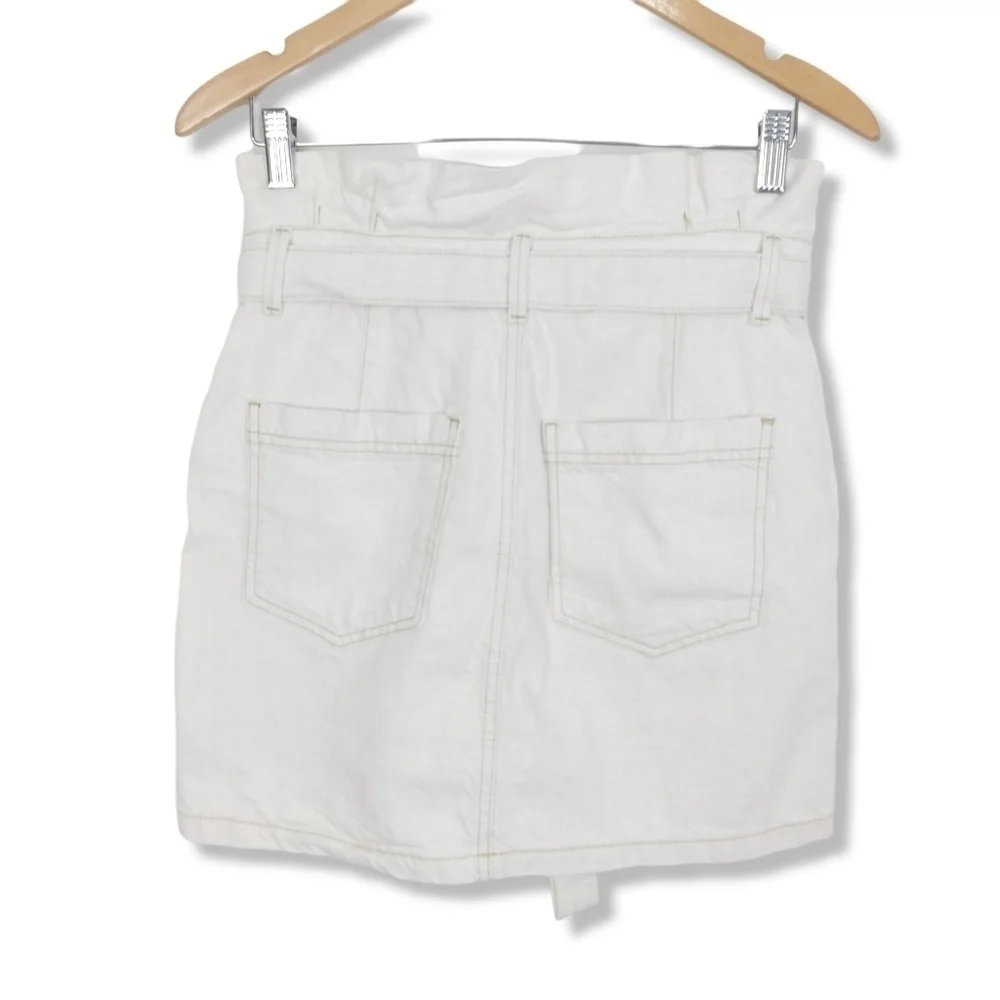 Free People High Rise Denim Skirt In Ecru Size 4 - Picture 3 of 5